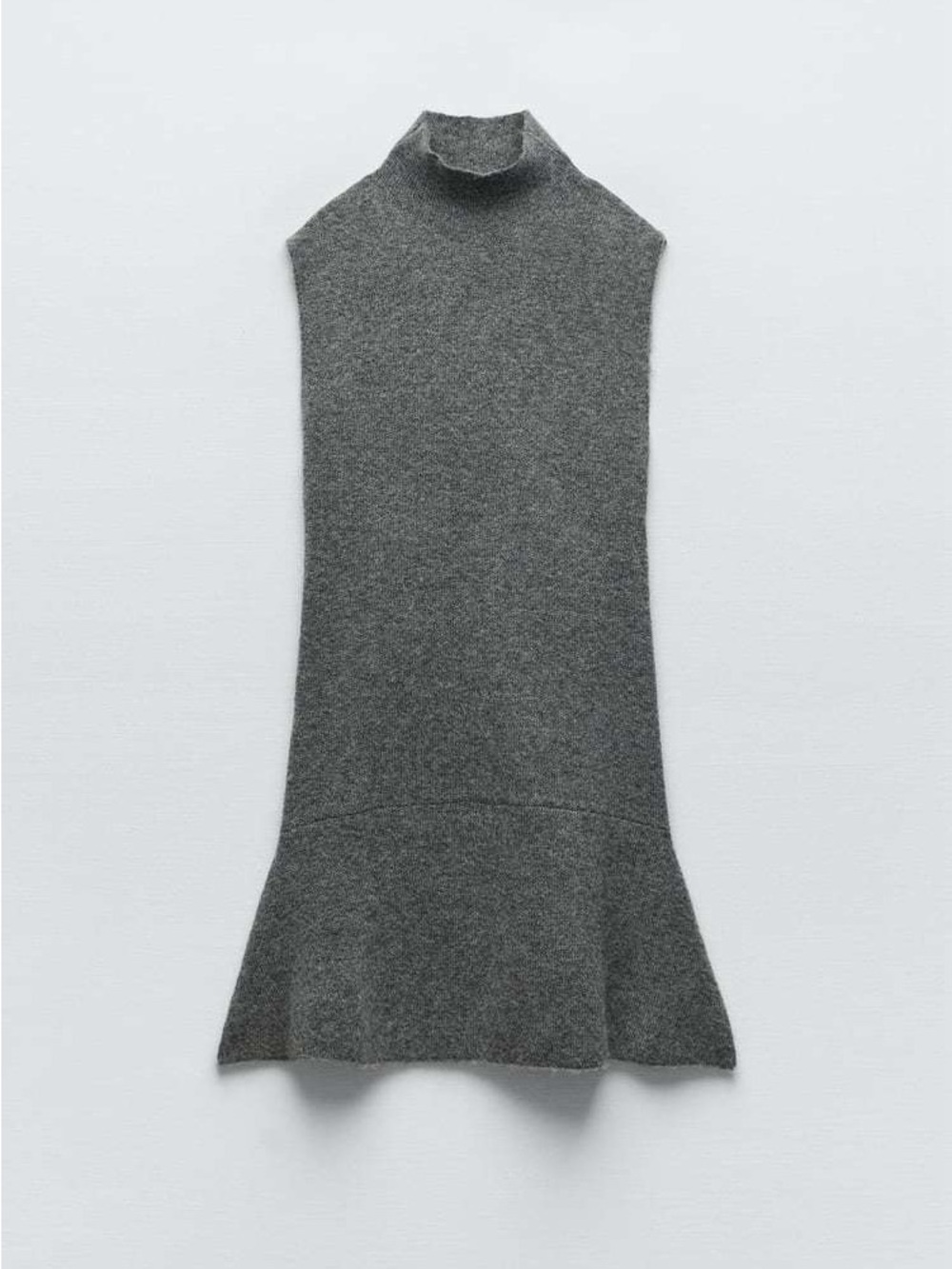 Sleeveless Gray Knit Turtleneck Dress